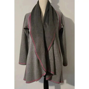 WOMEN'S DREW UMA COTTON BLEND FLEECE JACKET CARDIGAN GREY PINK ACCENTS SZ XS NEW